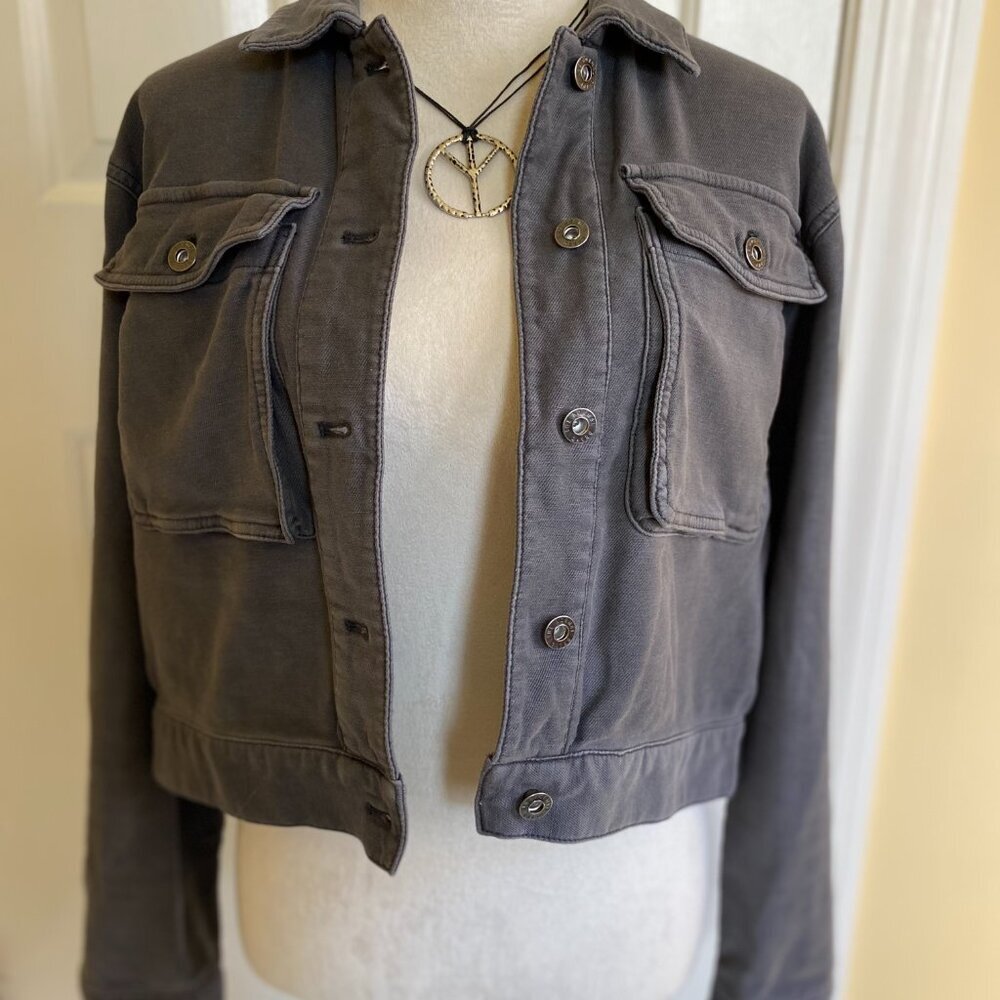 THE NORMAL BRAND, comfort terry trucker military style jacket gray sz xs - Picture 6 of 8
